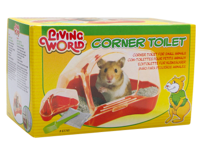 Hygienische Ecktoilette mit Einstreu und Streuschaufel 16 x 10 x 10 cm